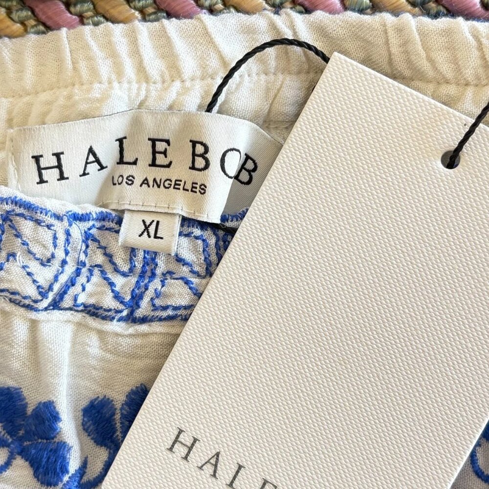 NWT‎ Hale Bob Blue Embroidered Gauze  Floral Boho Elastic Waist Maxi Skirt XL - Picture 5 of 12